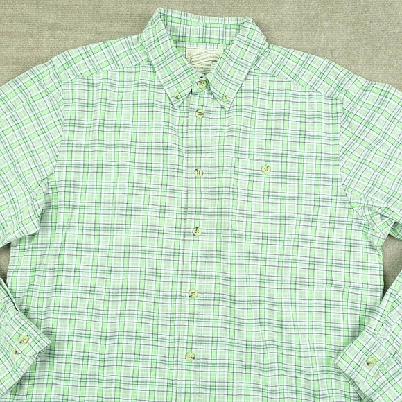 Narragansett Traders  Men's Large Green Plaid Cotton  Button-Up Shirt - Picture 2 of 5